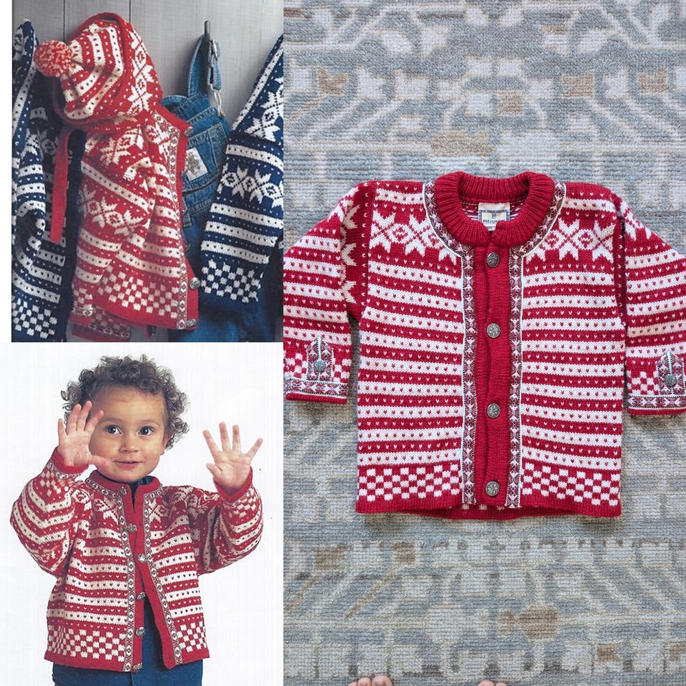 Dale Of Norway Wool Traditional Pattern Kids Cardigan Sweater Vintage